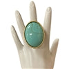 TURQUOISE OVAL STONE GOLD EARRINGS and RING