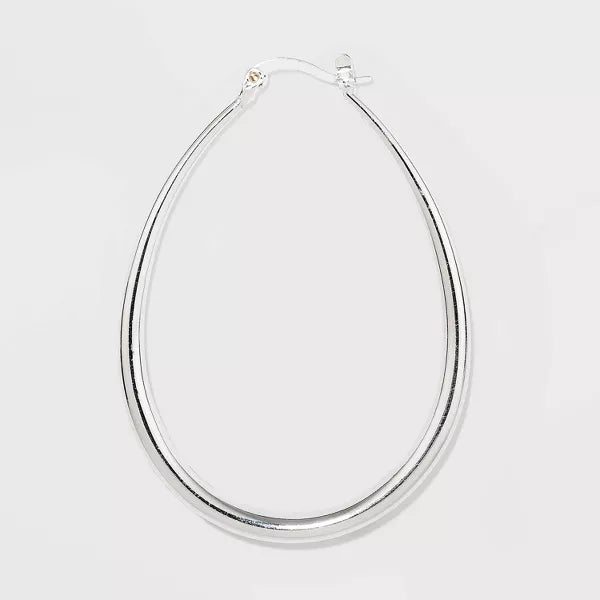 Silver Plated Oval Earrings
