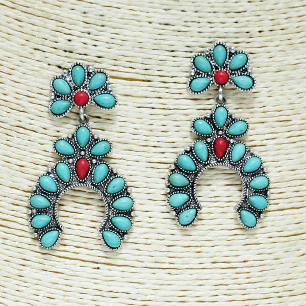 Turquoise squash blossom earrings