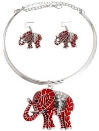 Red Elephant Collar Necklace Set