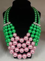 Green with Pink Pearl Necklace Set