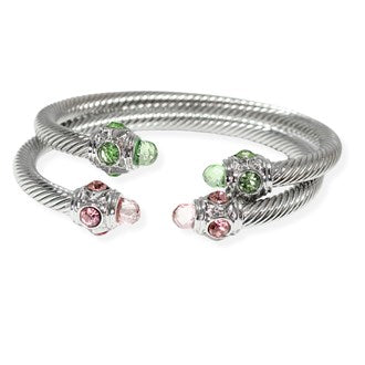 Silver/Pink Green, Set of 2, crystal cablewire
