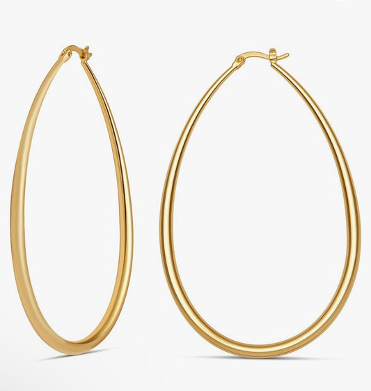 Gold Plated Oval Earrings- Hypoallergenic & Lightweight