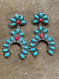 Turquoise squash blossom earrings