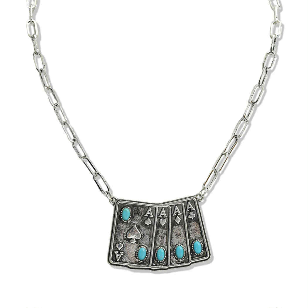 WESTERN ACE PLAYING CARD PENDANT NECKLACE