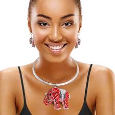 Red Elephant Collar Necklace Set