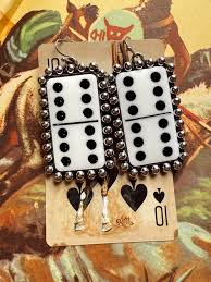 WESTERN DOMINO DOUBLE SIX DICE PENDANT NECKLACE 3pcs set