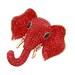 GOLD ELEPHANT BROOCH RED STONES
